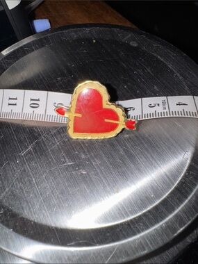 Vintage 1970s  Gold-Tone Red Heart Arrow Pin Brooch - Women Jewelry